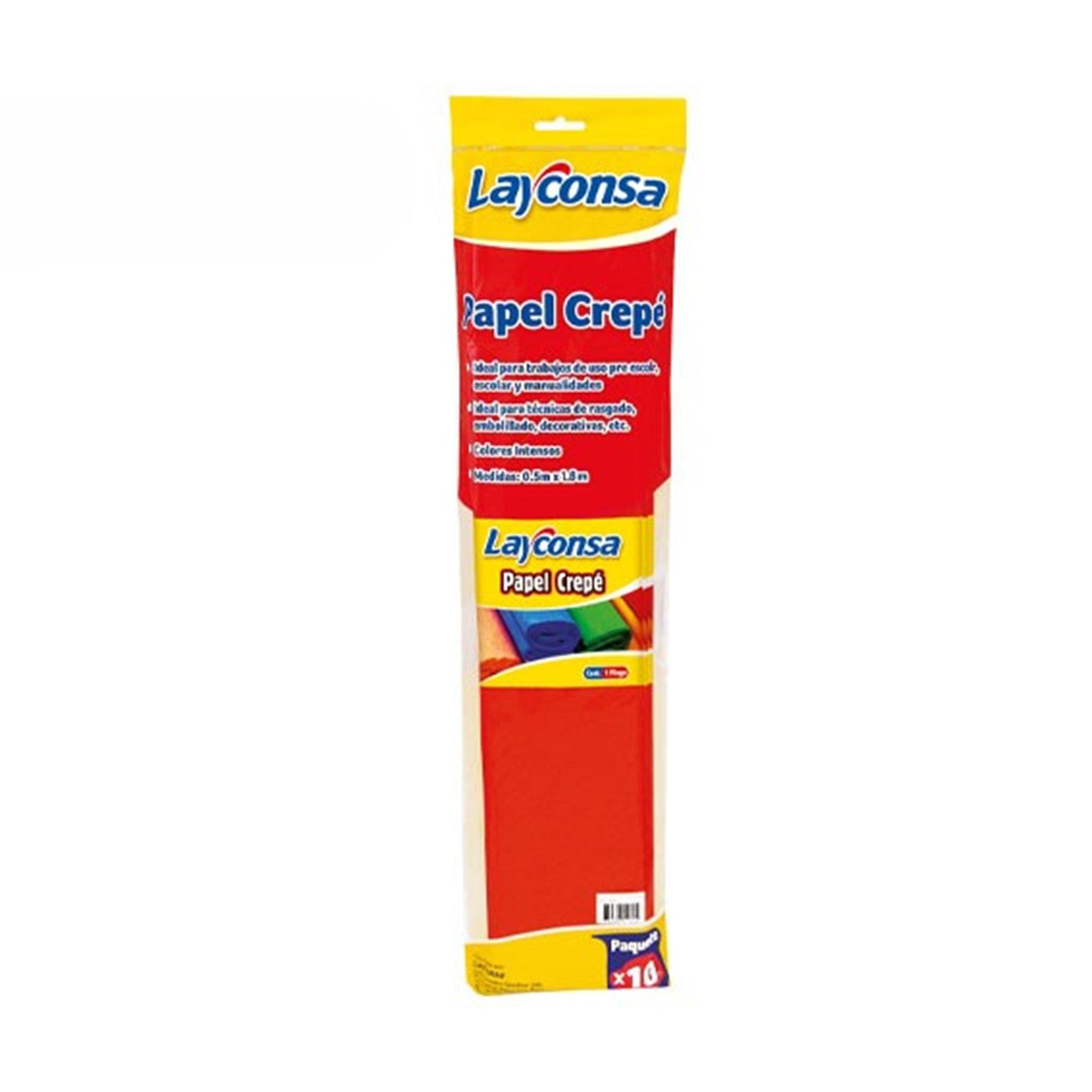 Papel crepe rojo 50x160 10 unidades Layconsa