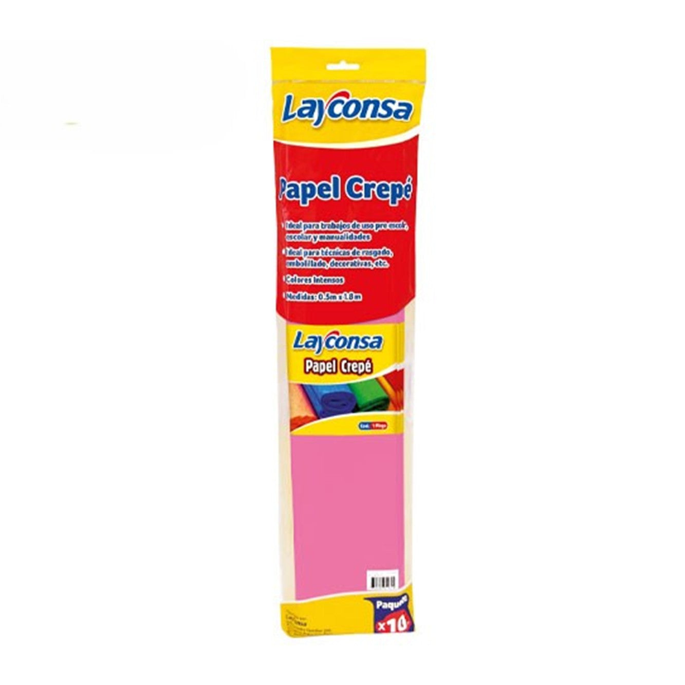 Papel crepe rosado claro 50x160 10 unidades Layconsa