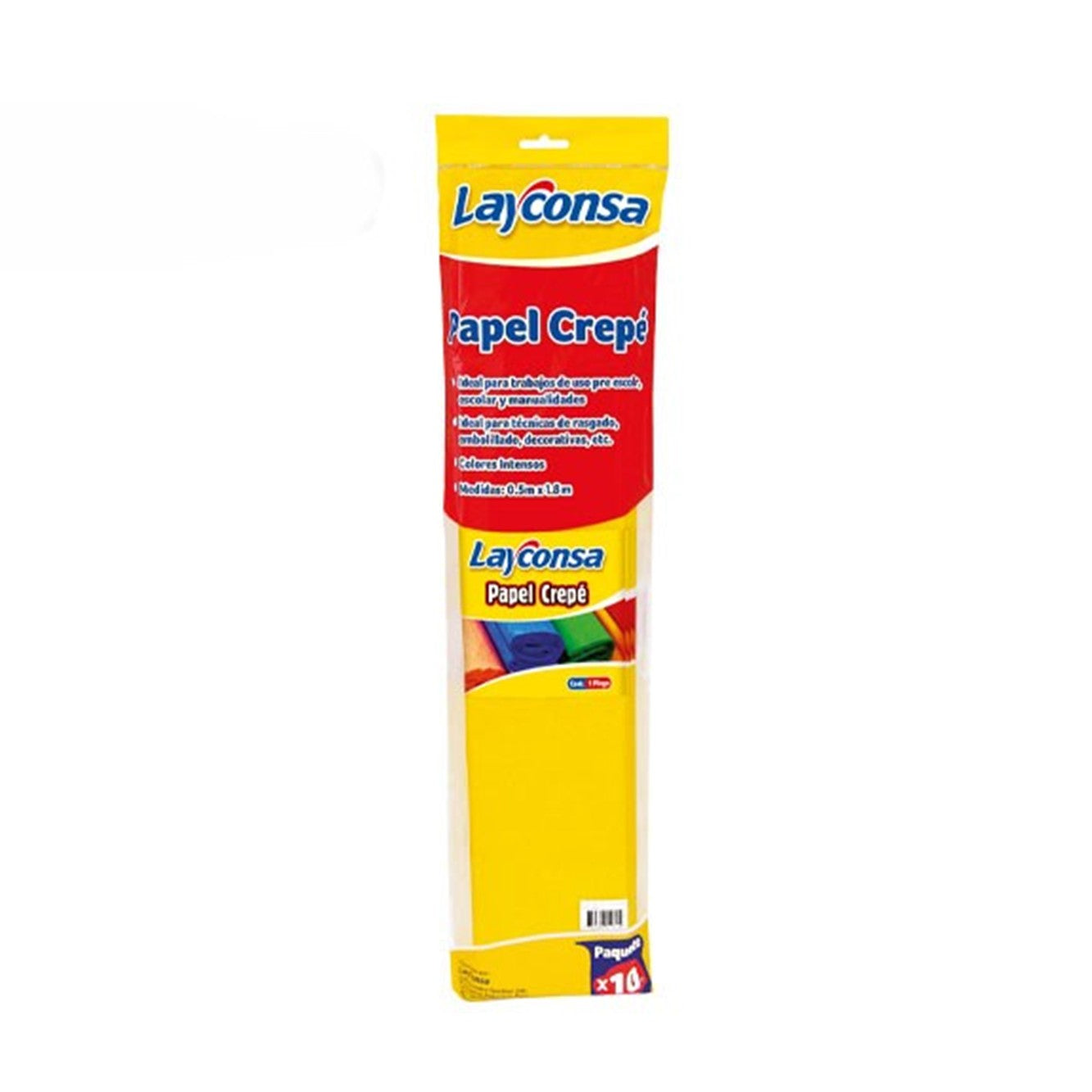 Papel crepe amarillo 50 x 160 10 unidades Layconsa