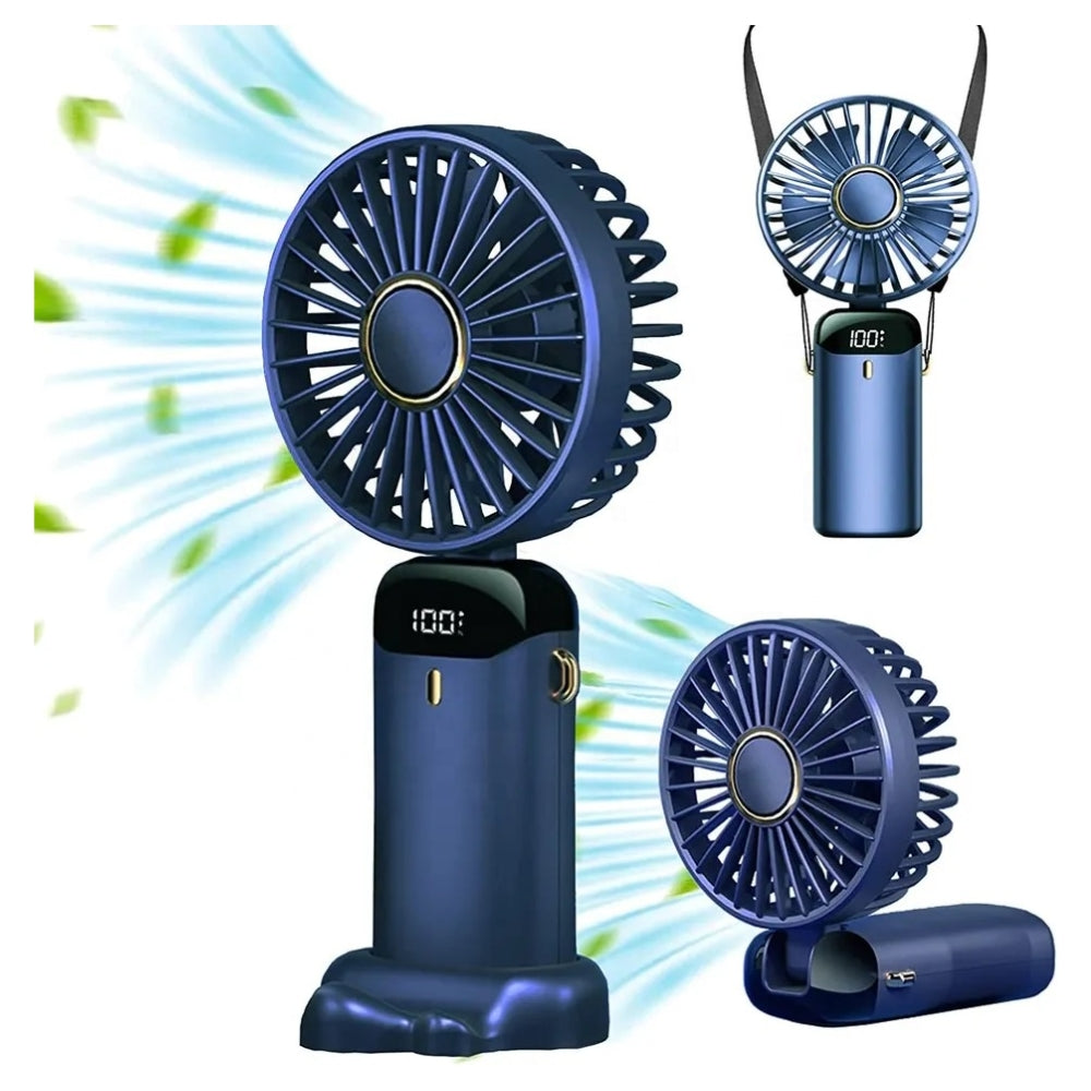 Ventilador recargable 5 velocidades azul Fan