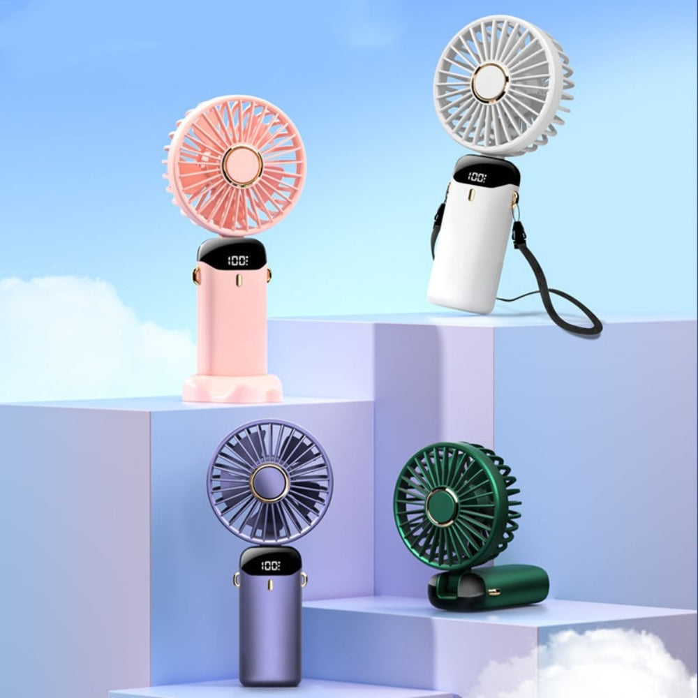 Ventilador recargable 5 velocidades verde Fan