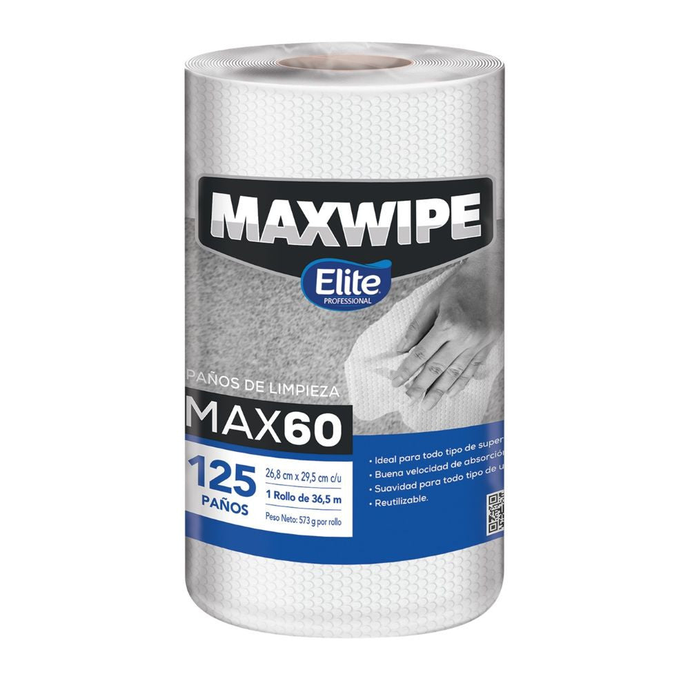 Paño de limpieza max 60 rollo x 125 unidades Maxwipe Elite