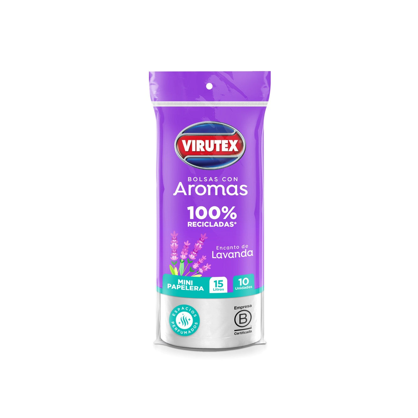 Bolsa de basura blanca 15L rollo x10 und aroma lavanda Virutex