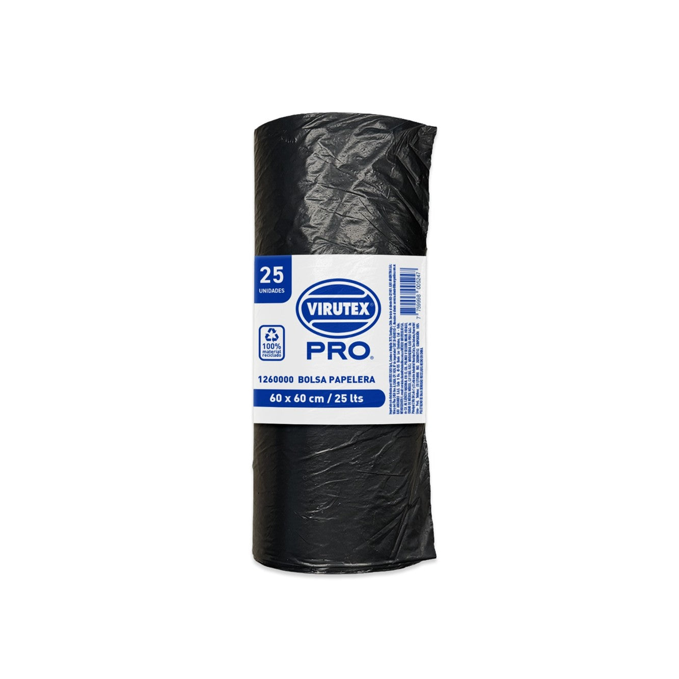 Bola para basura con faja 25L 60 x 60 cm rollo x 25 und Virutex
