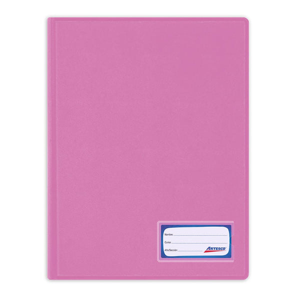 Folder doble tapa oficio con gusano rosado Artesco