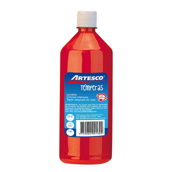 Tempera rojo 1 litro Artesco