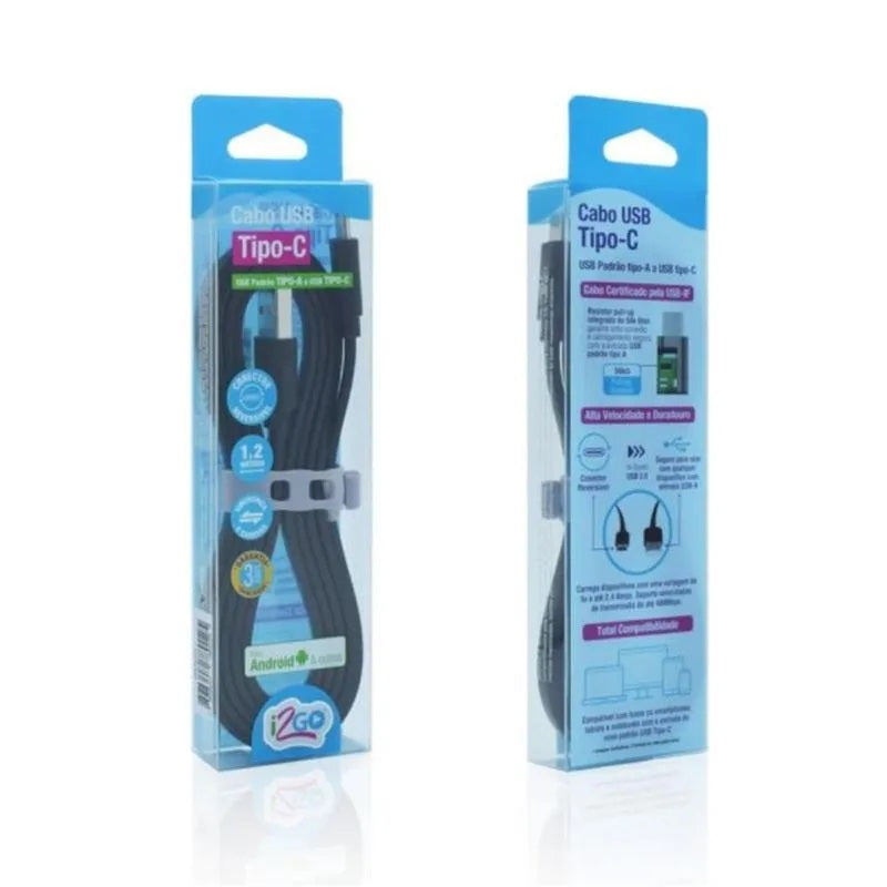 Cable USB-A a USB-C 1.20 metros negro I2GO