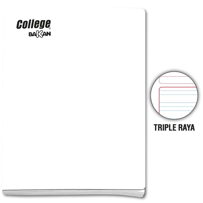 Cuaderno triple raya A4 x 80 hojas blanco Bakan
