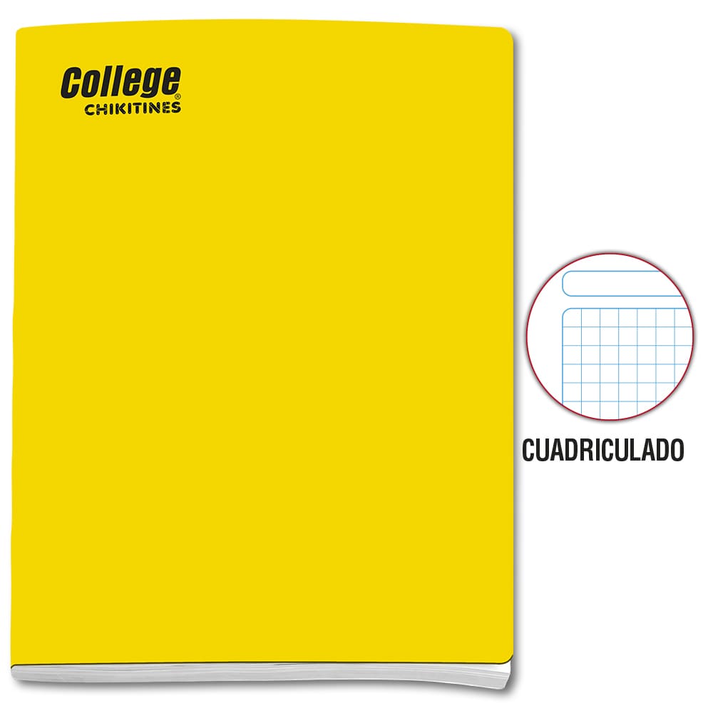 Cuaderno cuadriculado A4 x 80 hojas amarillo Chikitines College