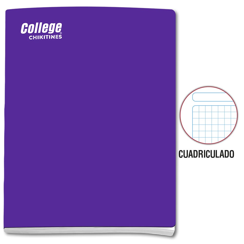 Cuaderno cuadriculado A4 x 80 hojas morado Chikitines College