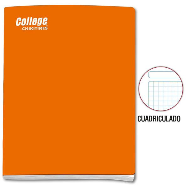 Cuaderno cuadriculado A4 x 80 hojas naranja Chikitines College