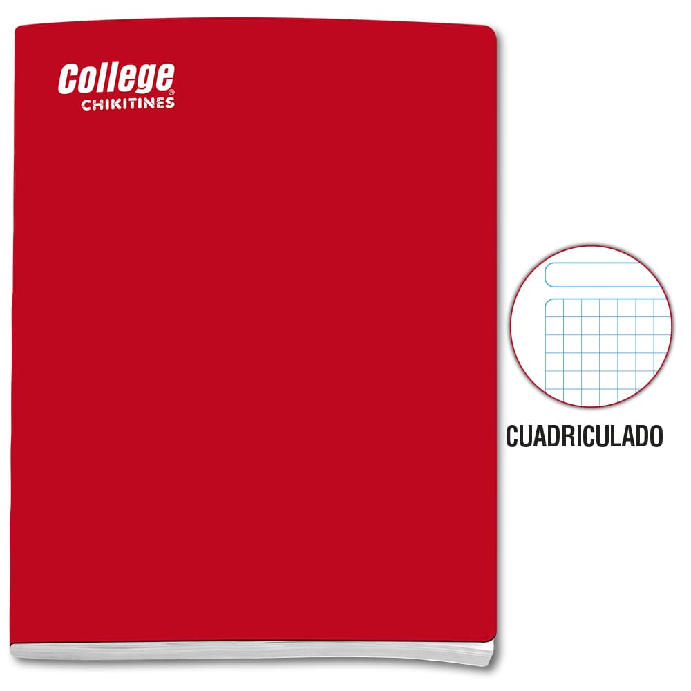 Cuaderno cuadriculado A4 x 80 hojas rojo Chikitines College