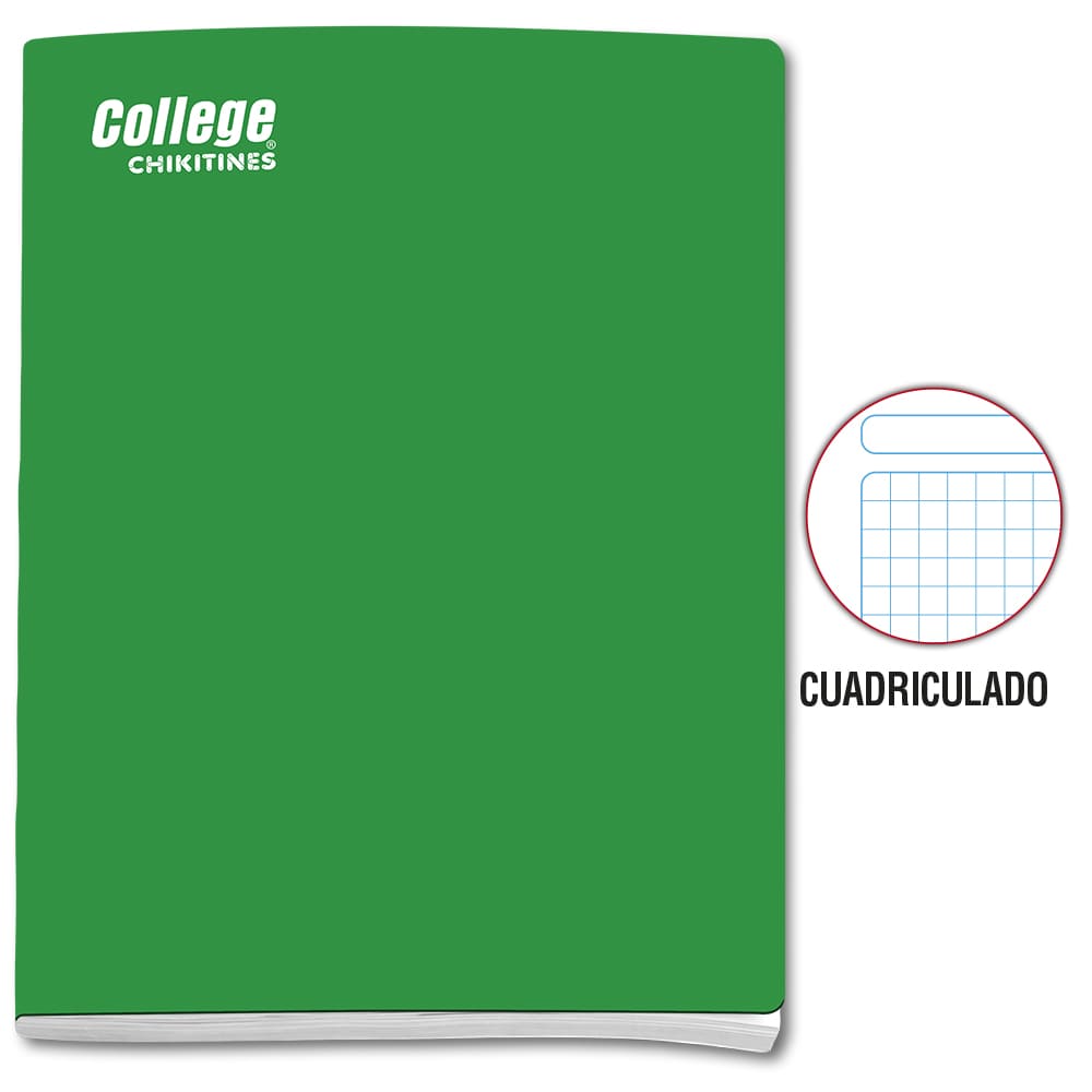 Cuaderno cuadriculado A4 x 80 hojas verde Chikitines College