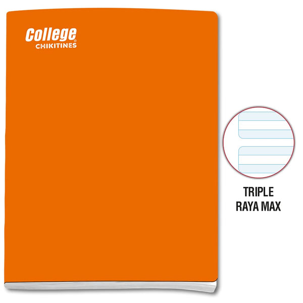Cuaderno triple raya max A4 x 80 hojas naranja Chikitines