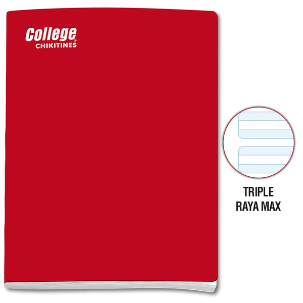 Cuaderno triple raya max A4 x 80 hojas rojo Chikitines