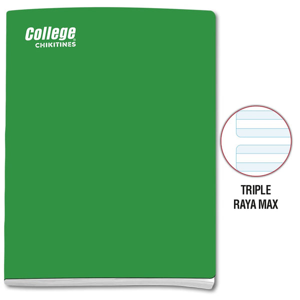 Cuaderno triple raya max A4 x 80 hojas verde Chikitines