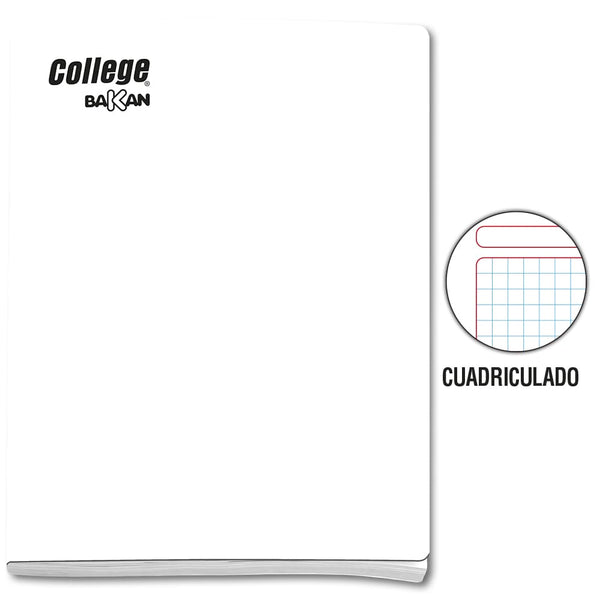 Cuaderno engrapado cuadriculado A4 x 80 hojas blanco Bakan College