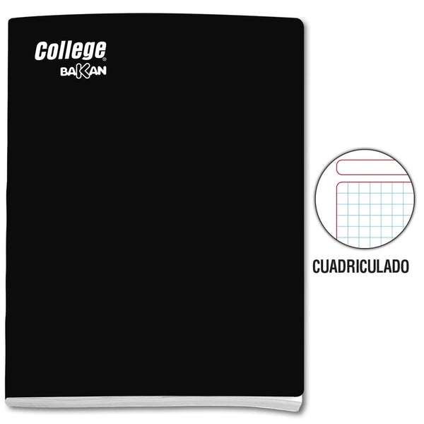 Cuaderno engrapado cuadriculado A4 x 80 hojas negro Bakan College