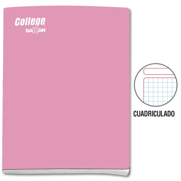 Cuaderno engrapado cuadriculado A4 x 80 hojas rosado Bakan College