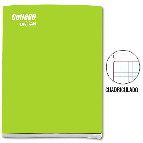 Cuaderno engrapado cuadriculado A4 x 80 hojas verde limón Bakan College