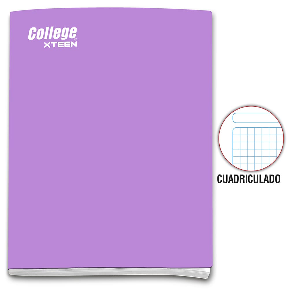 Cuaderno cuadriculado A4 x 80 hojas lila Xteen 