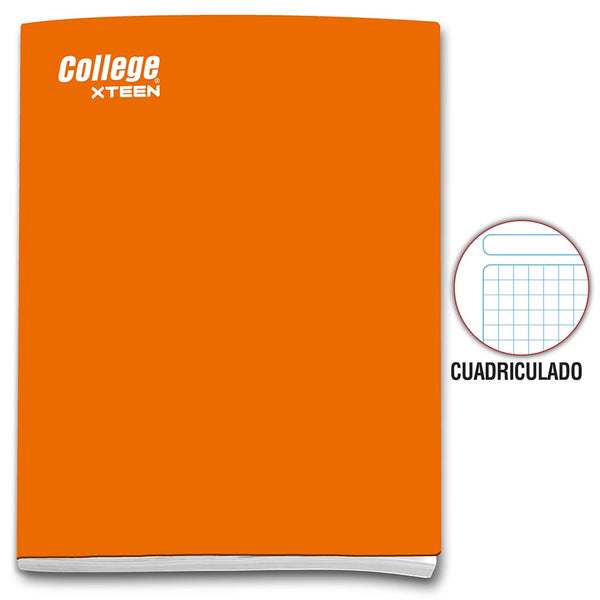 Cuaderno engrapado cuadriculado A4 x 80 hojas naranja Xteen College