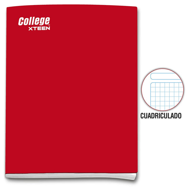Cuaderno engrapado cuadriculado A4 x 80 hojas rojo Xteen College