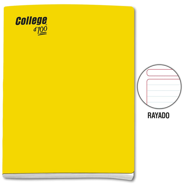 Cuaderno engrapado rayado A4x100 hojas amarillo College