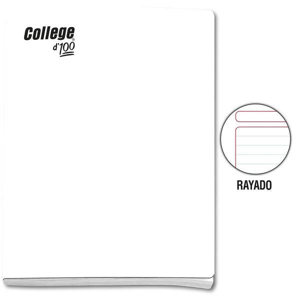 Cuaderno engrapado rayado A4x100 hojas blanco College