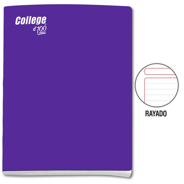Cuaderno engrapado rayado A4x100 hojas morado College
