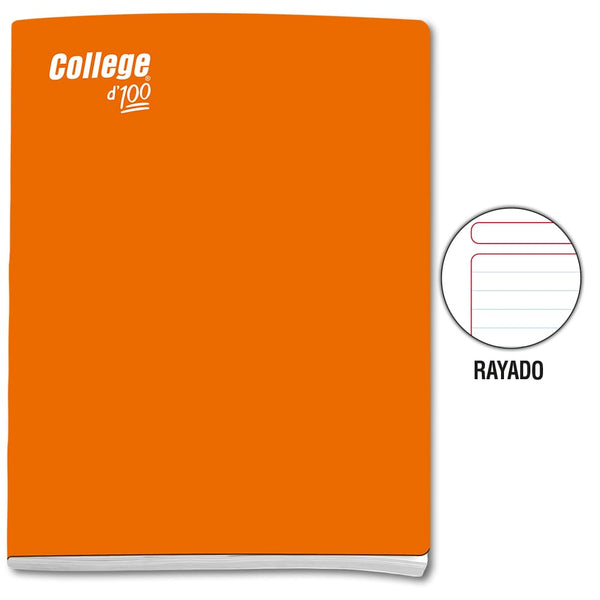 Cuaderno engrapado rayado A4x100 hojas naranja College