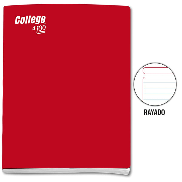 Cuaderno engrapado rayado A4x100 hojas rojo College