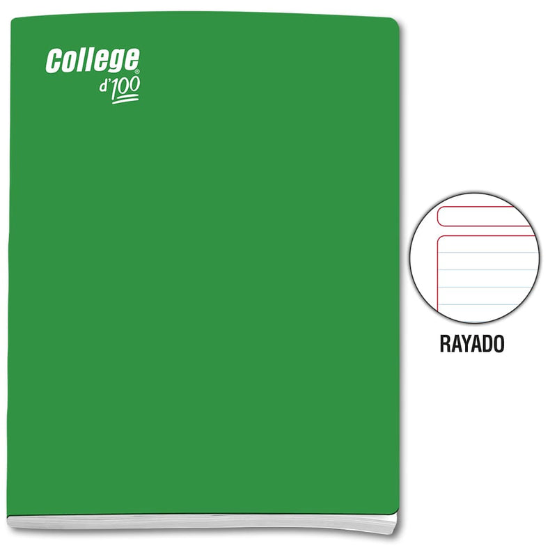 Cuaderno engrapado rayado A4x100 hojas verde College