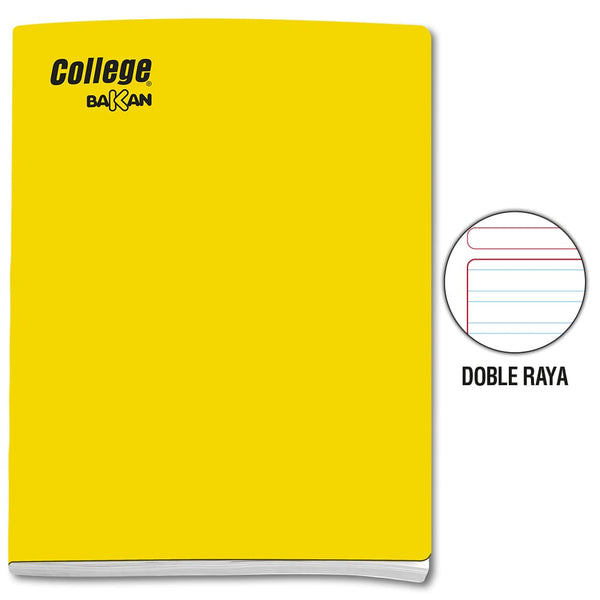 Cuaderno engrapado doble raya A4 x 80 hojas amarillo Bakan College