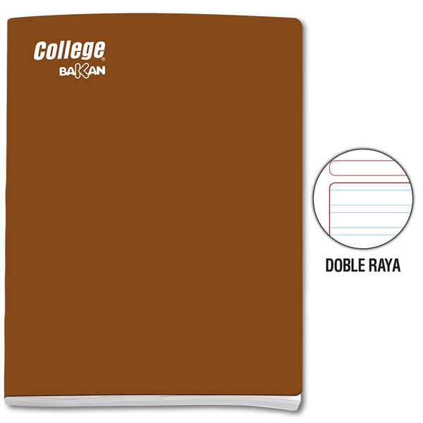 Cuaderno engrapado doble raya A4 x 80 hojas marrón Bakan College