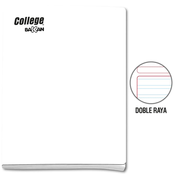 Cuaderno engrapado doble raya A4 x 80 hojas blanco Bakan College