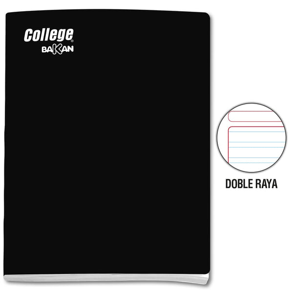 Cuaderno engrapado doble raya A4 x 80 hojas negro Bakan College