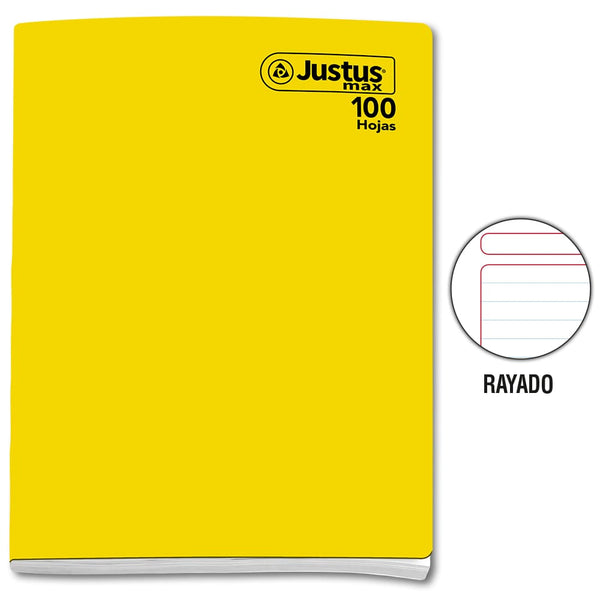 Cuaderno engrapado rayado A4x100 hojas solido Justus Max