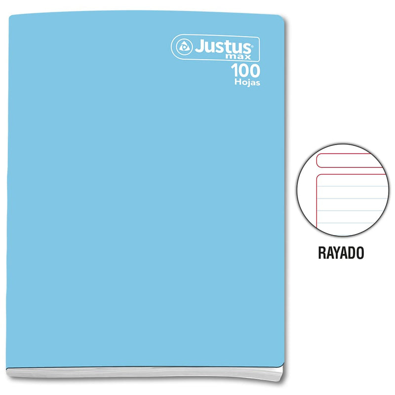 Cuaderno engrapado rayado A4x100 hojas solido Justus Max