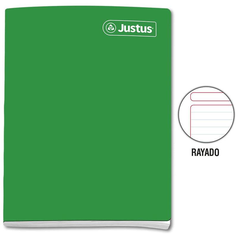 Cuaderno engrapado rayado A4x80 hojas Justus