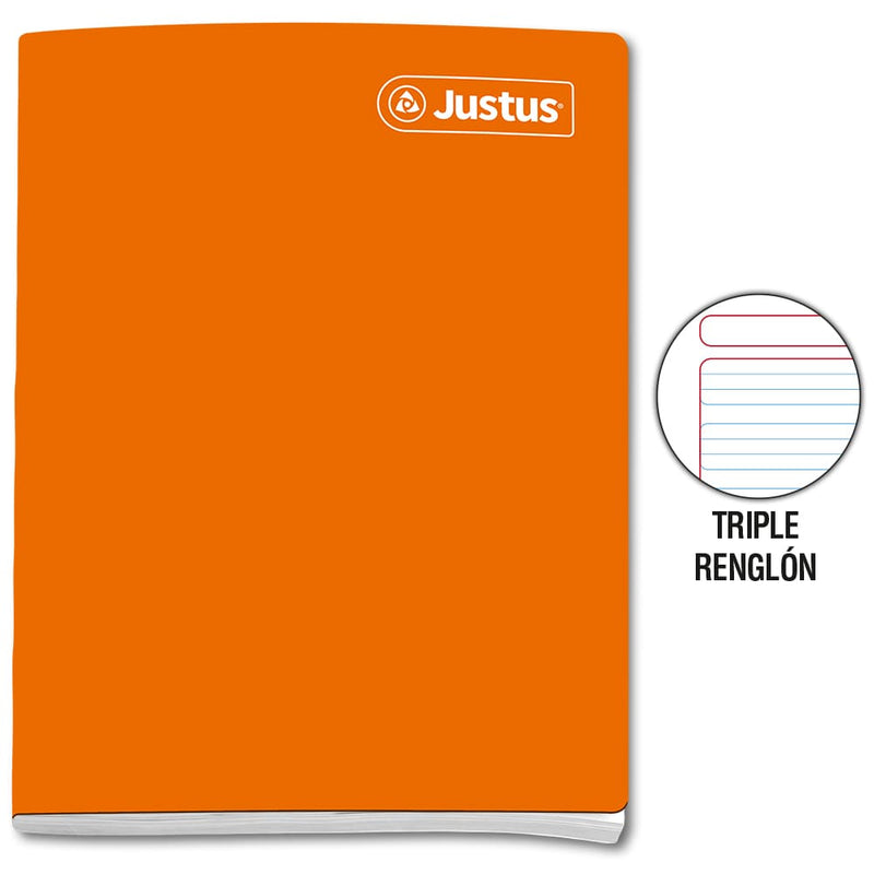 Cuaderno engrapado triple renglón A4x80 hojas con sombra Justus