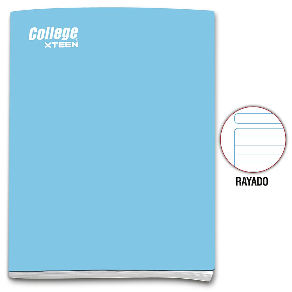 Cuaderno engrapado rayado A4 x 80 hojas celeste Xteen College