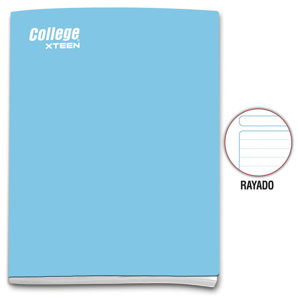 Cuaderno engrapado rayado A4 x 80 hojas celeste Xteen College