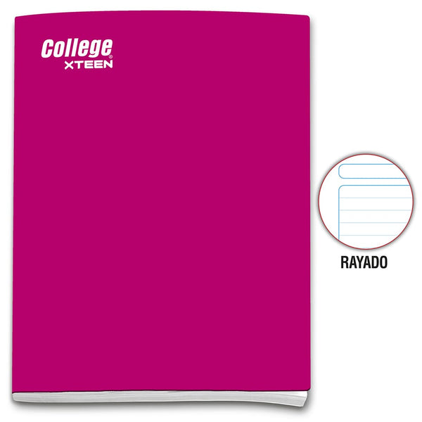 Cuaderno engrapado rayado A4 x 80 hojas fucsia Xteen College