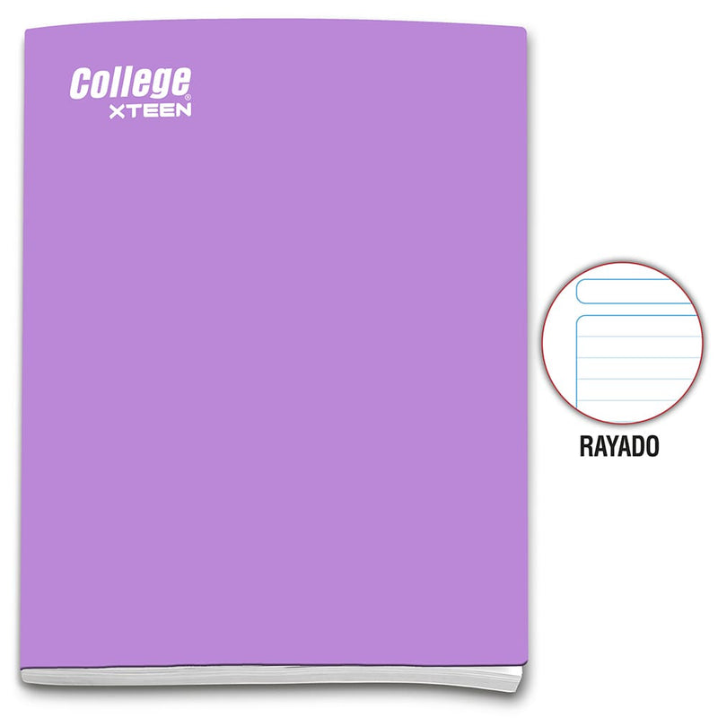 Cuaderno engrapado rayado A4 x 80 hojas lila Xteen College