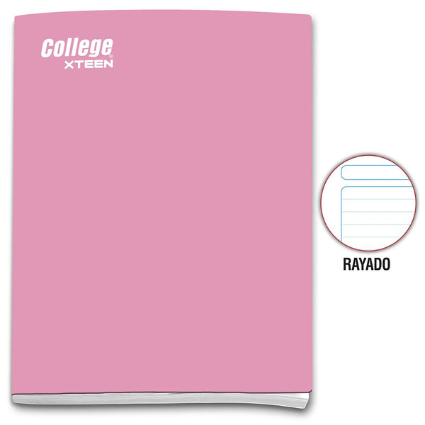 Cuaderno engrapado rayado A4 x 80 hojas rosado Xteen College