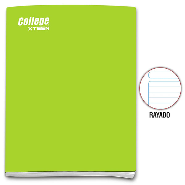 Cuaderno engrapado rayado A4 x 80 hojas verde limón Xteen College