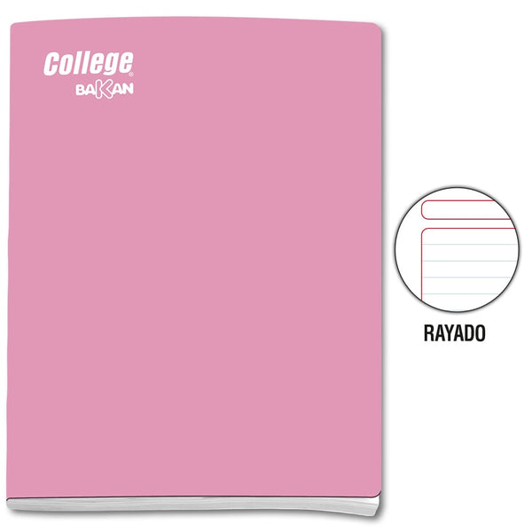 Cuaderno engrapado rayado A4 x 80 hojas rosado Bakan College
