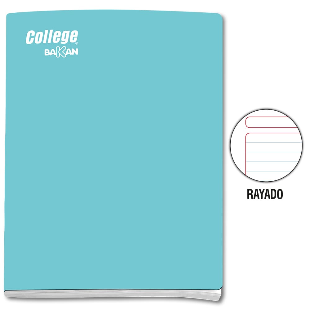 Cuaderno engrapado rayado A4 x 80 hojas turquesa Bakan College