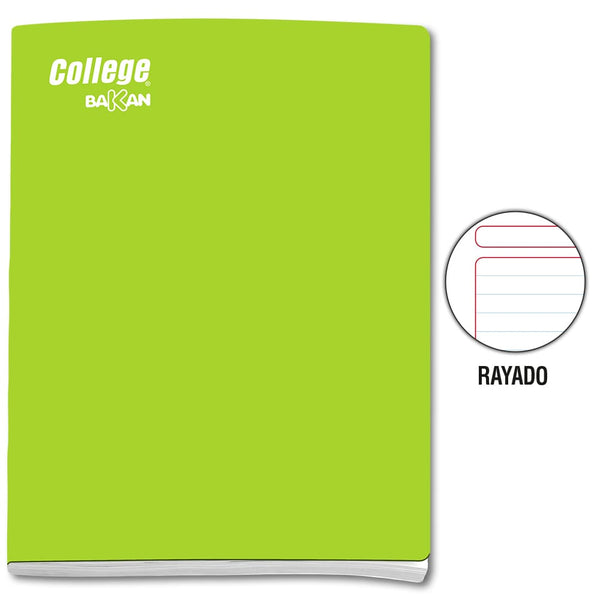 Cuaderno engrapado rayado A4 x 80 hojas verde limón Bakan College